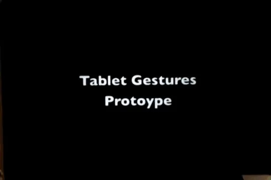 Black title card with white text reading Tablet Gestures Protoype, the opening frame of the gesture prototype recording.